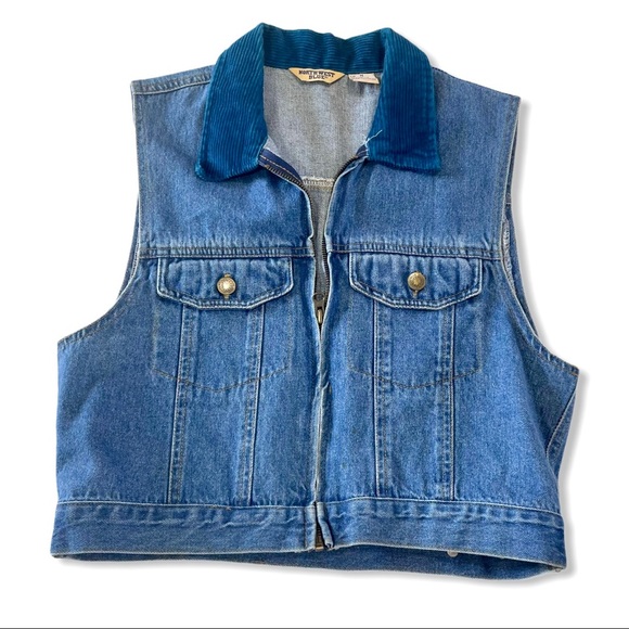 Vintage Northwest Blue Crop Denim Vest - Picture 1 of 6